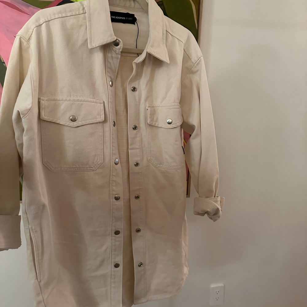 The Kooples Off-White Denim Shirt Jacket